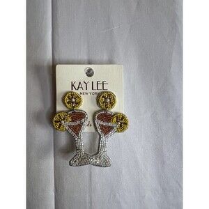 Kay Lee Cocktail Glass With Lemon Beaded Earrings